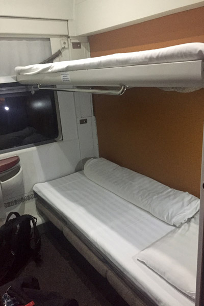 Two bunk Romanian rail sleeper compartment