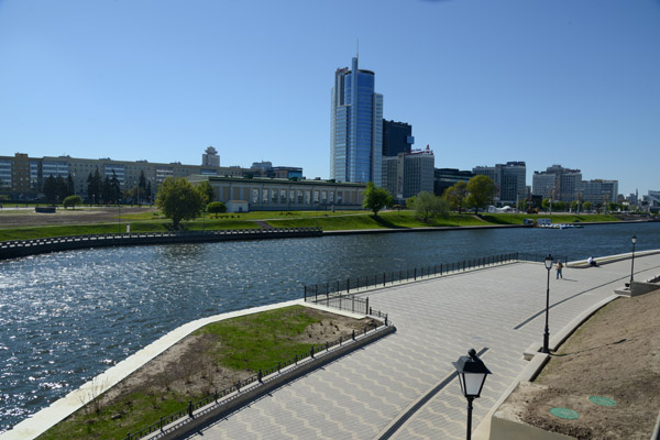 Royal Plaza Business Center from the Svislach Riverside promenade, Trinity, Minsk