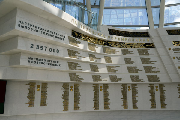 Memorial in the Hall of Victory to the 2,357,000 civilians and POWs killed in Belarus during WWII