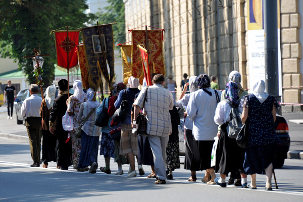 Religious procession in Kyiv near the Lavra Monastery