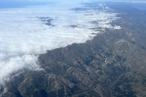 Ridge separating the cloudy Black Sea coast from the Anatolian inland near Trabzon