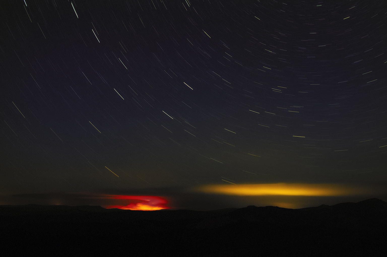 Chips fire fo the left and Quincy lights illuminated by smoke right  2321 hours 12 Aug 12