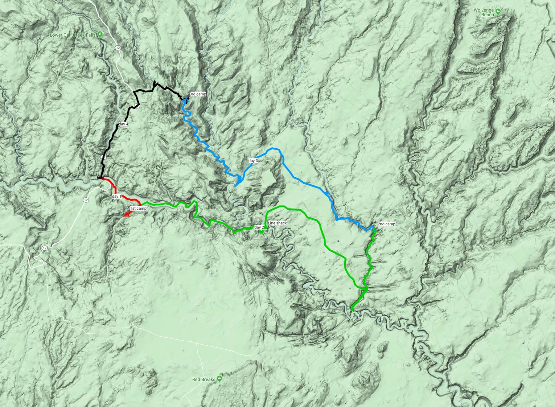 1st HIKE Map Escalante -The Gulch-Boulder Creek