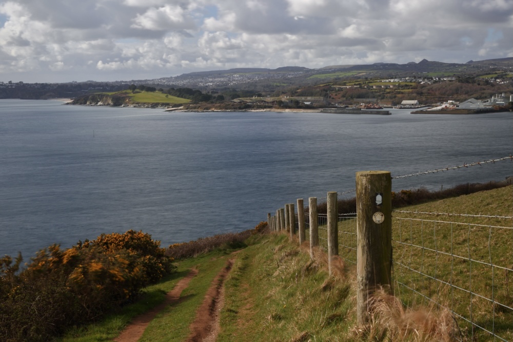 View across St Austell Bay, along the coast path
