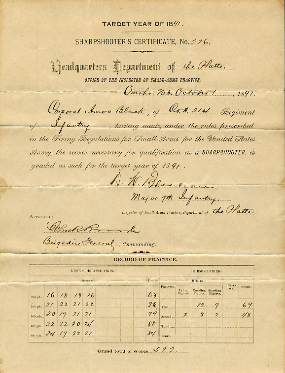 Amos Black Sharpshooter cert