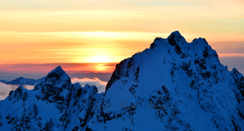 Watching the sunset on Kaleetan Peak, Cascade Mountains, Washington 872 