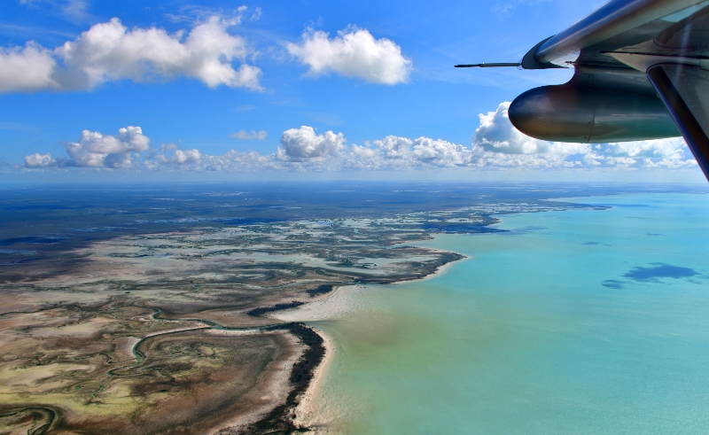 Quest Kodiak airplane over Red Bay, Loggerhead Point, Three Creeks Point, Andros Island, The Grand Bahamas Bank, The Bahamas 230