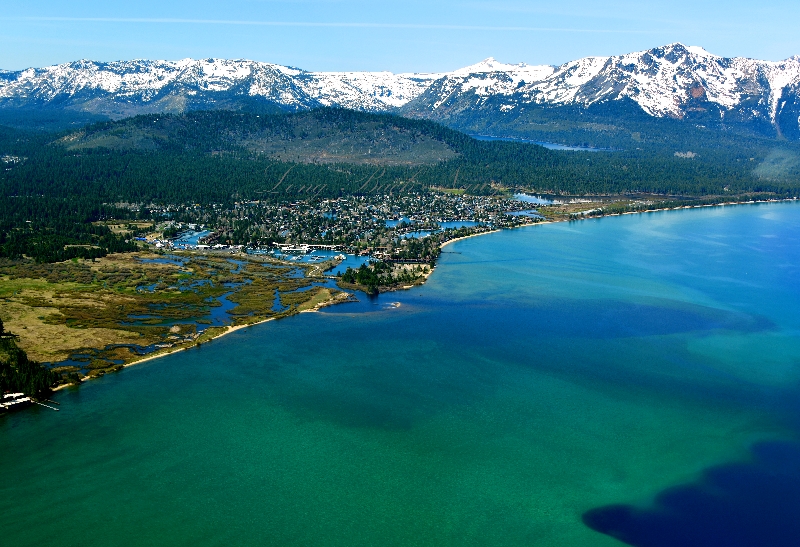 South Lake Tahoe, Truckee Marsh, Tahoe Keys, Tahoe Mountain, Fallen Leak Lake, Tallic Peak, Cathedral Peak, Angora Peak 