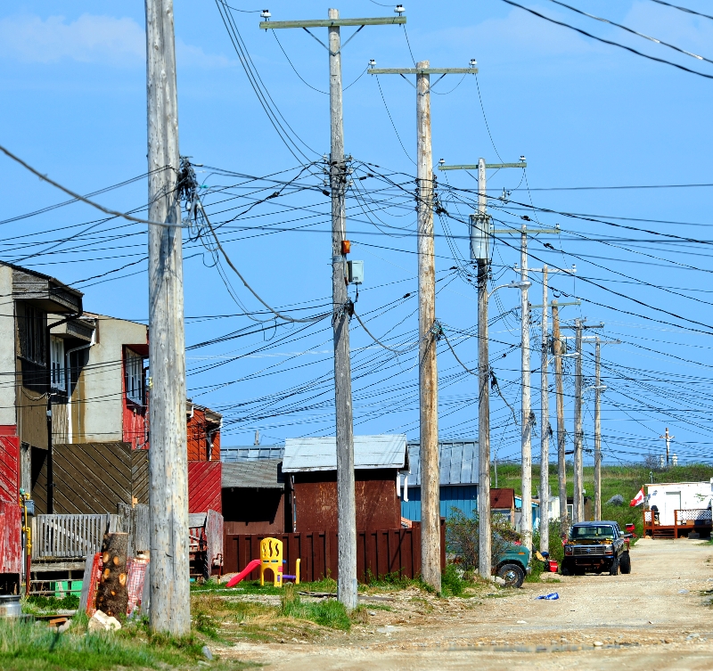 Powerlines in alley, Churchill, Canada 305 