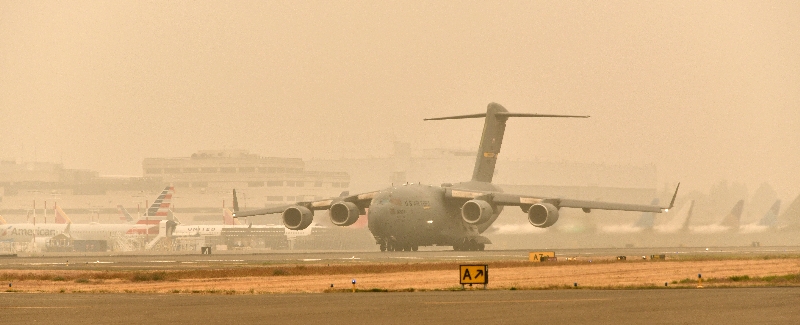 USAF C-17, Charleston AFB, Departed Boeing Field in Smoke, Seattle, Washington 056  