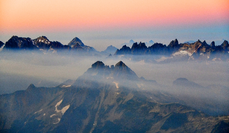 Sunset over The Picket Range, Luna Peak, Mount Despair, North Cascades National Park, North Cascades Mountain, Washington 256a