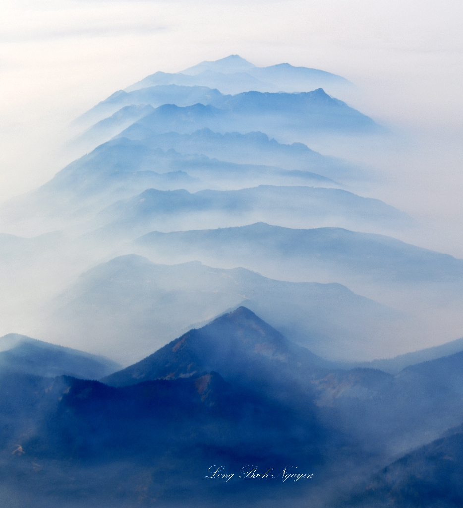 Heavy Smoke Across Humpback Mt, Abiel Peak, Mount Gardner, Mount Kent, McClellan Peak, Mt Washington, Cedar Butte, Puget Sound, 