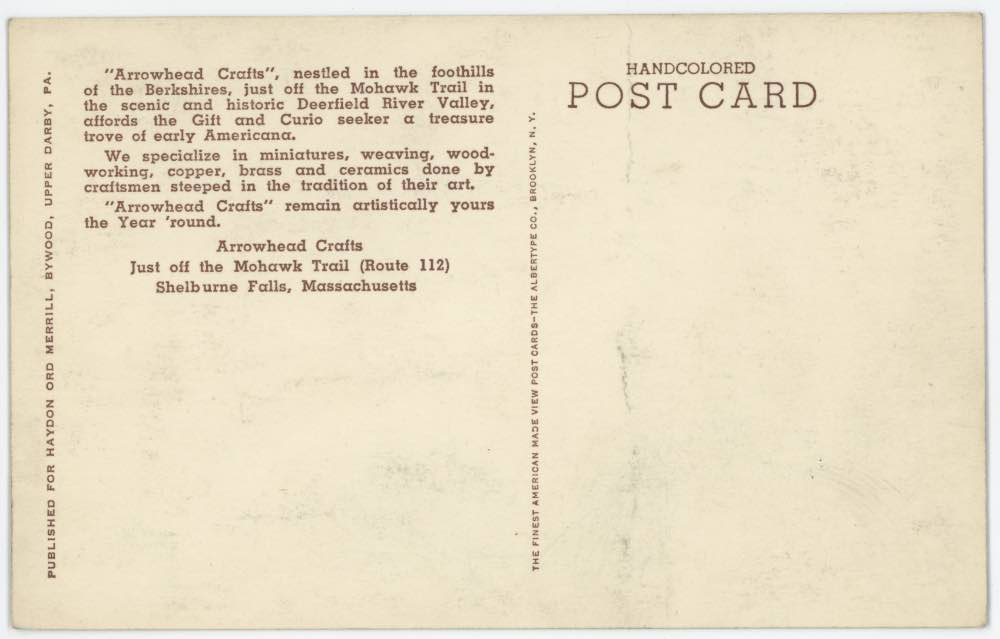 Arrowhead Crafts Route 112 Shelburne Falls reverse