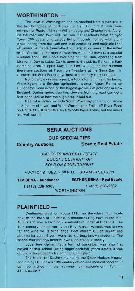 Berkshire Trail in Pioneer Valley Western Massachusetts brochure p. 11