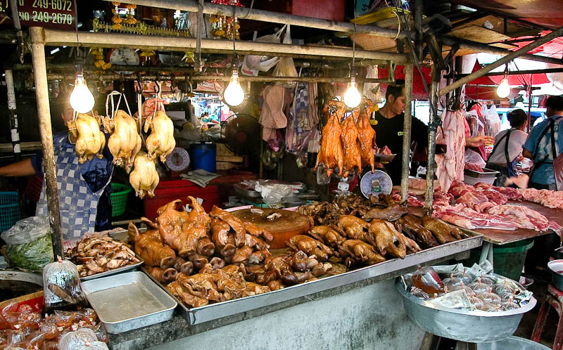 Bangkok market - anyone for meat?