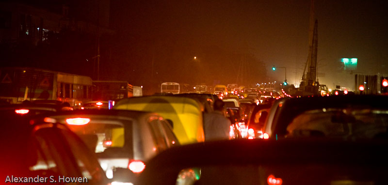 New Delhi freeway traffic jam