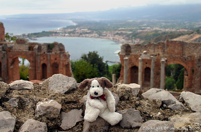 Boyd at the ruins of the Greek Theatre at Taormina