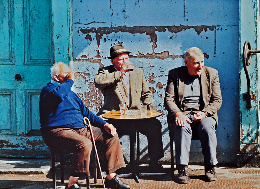 Sitting outsdie Kennedys Pub