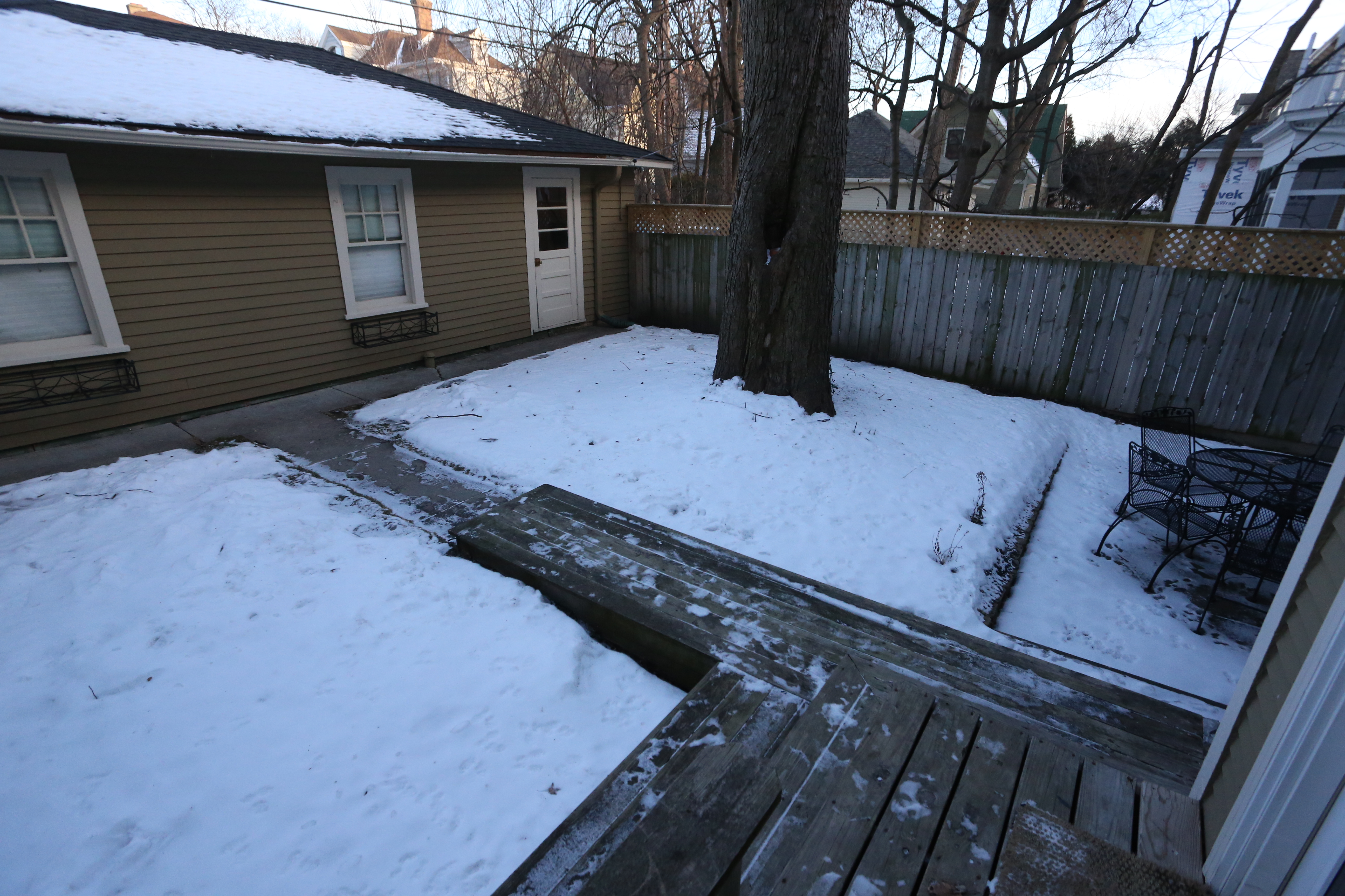 backyard from patio room off kitchen