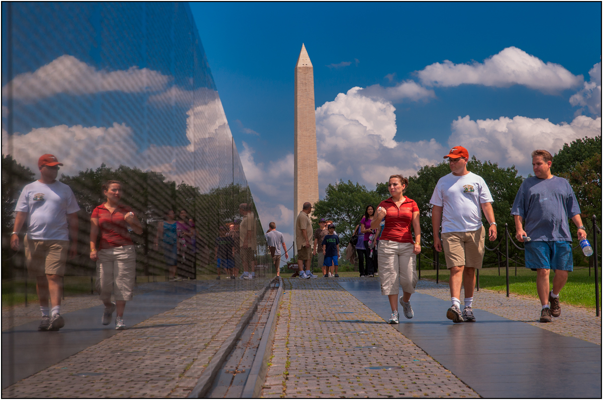 The Vietnam Memorial Wall and the Washington Monument