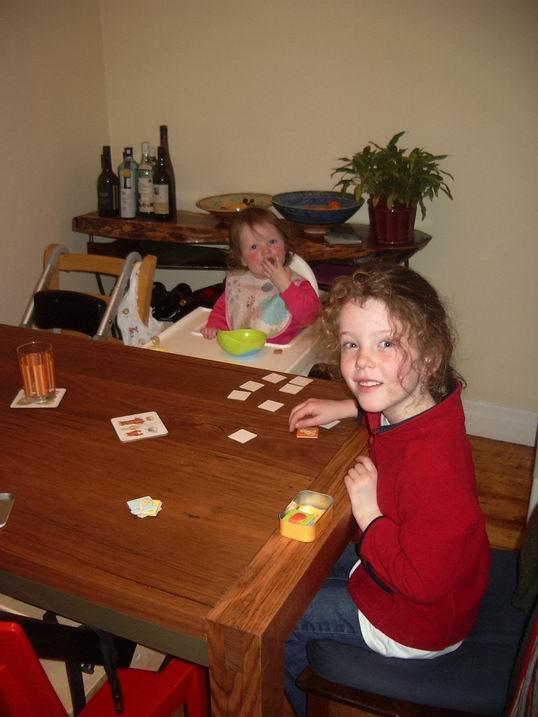 019 Breaking in new kitchen table.JPG