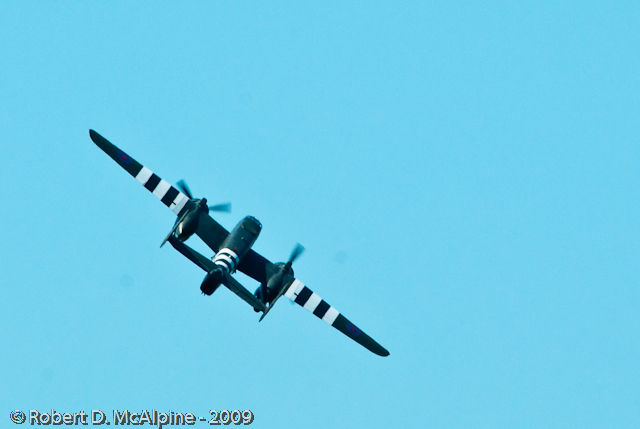 A North American B25J Bomber painted in D-Day markings