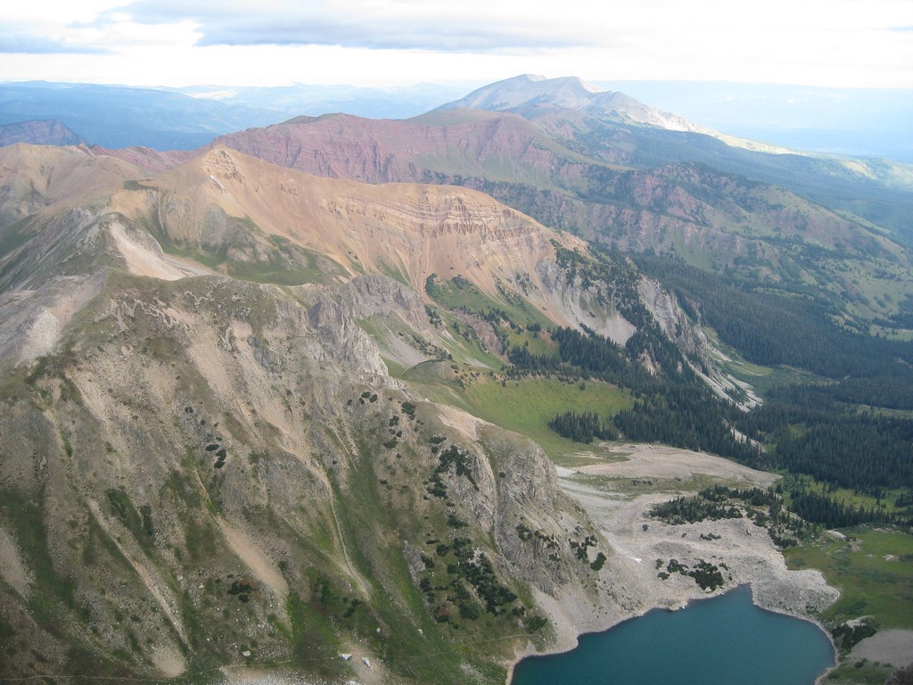Capitol Creek Drainage, From Summit of K2 (13,664).  Capitol Lake Below