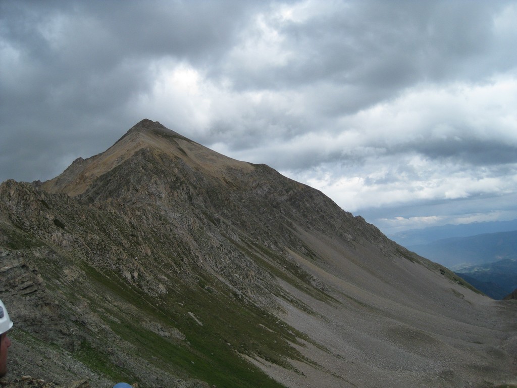 Mt Dalys (13,300) Talus Slope, and Darkening Clouds