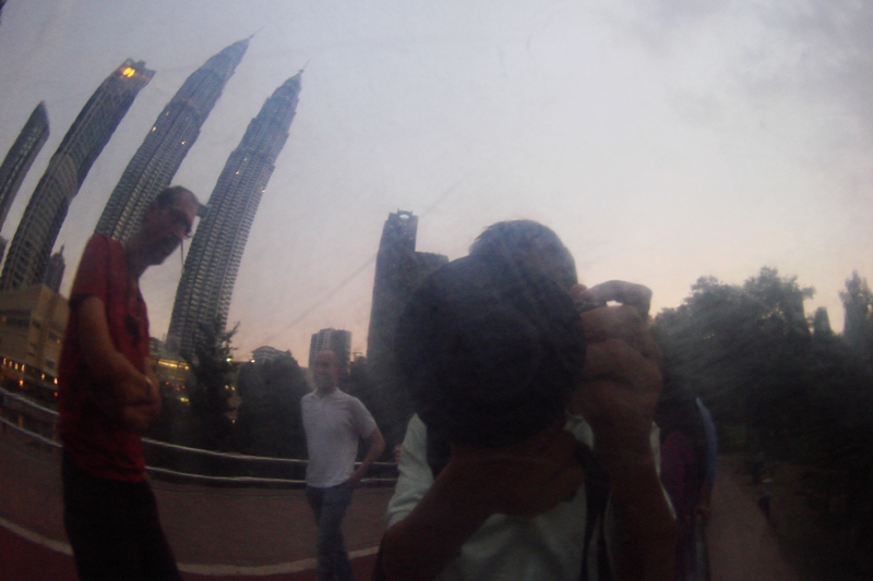 A couple of tourist, me & the twin tower (Original ) by Tabrizi