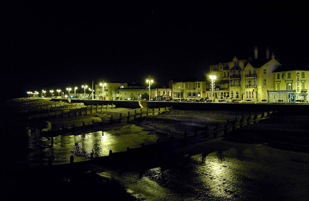 Reflection of Bognor Lights on Beach<br>Glyn