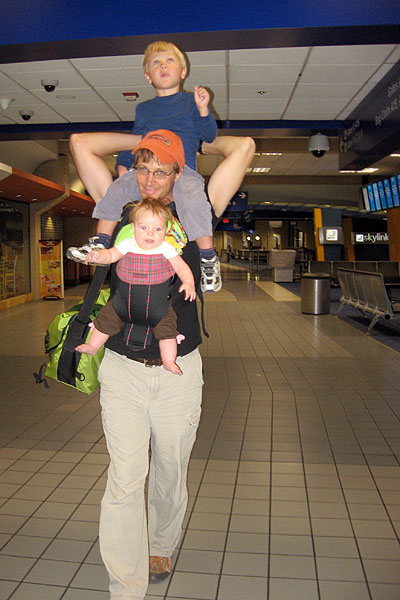 Human totem pole in Dallas, heading home