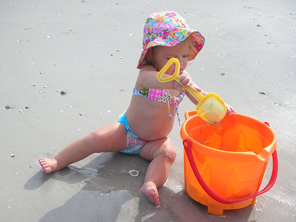 It takes a while to fill a bucket with sand!