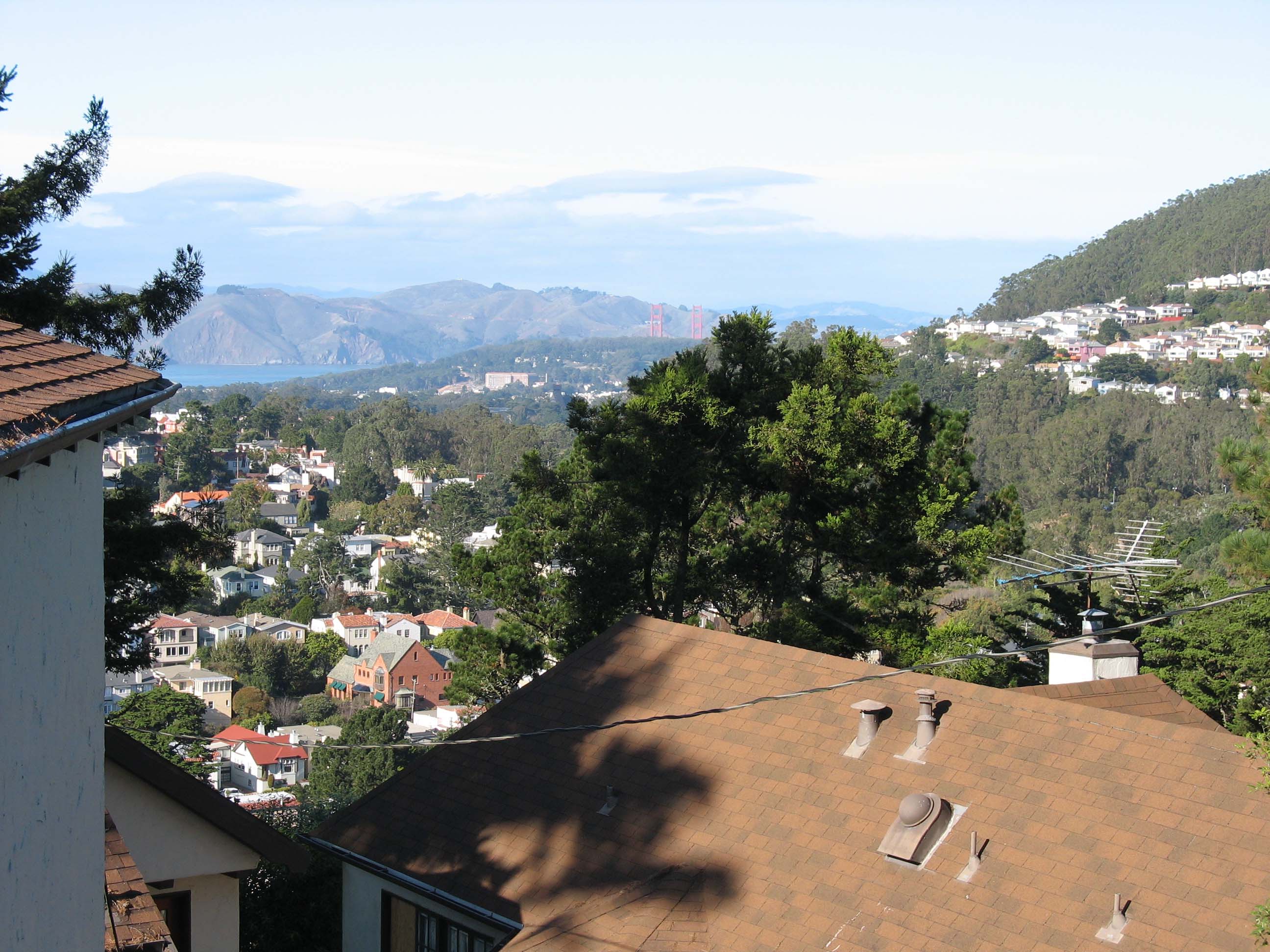 Views of distant Marin County from Edgehill Road