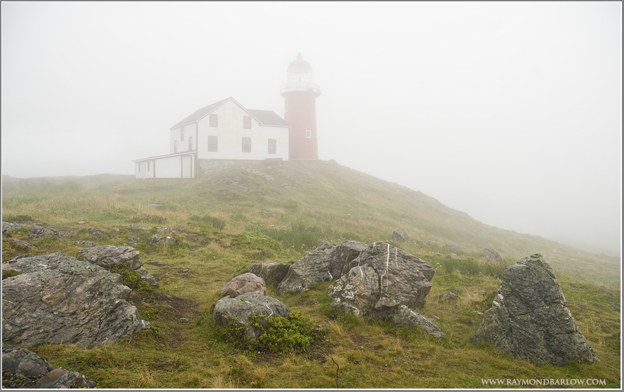 Ferryland Lighthouse in fog 