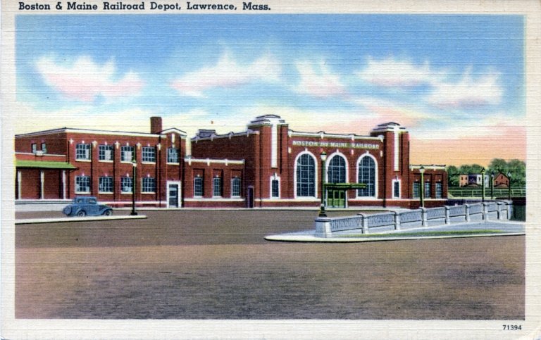 Postcard of the (new) South Lawrence B&M Station