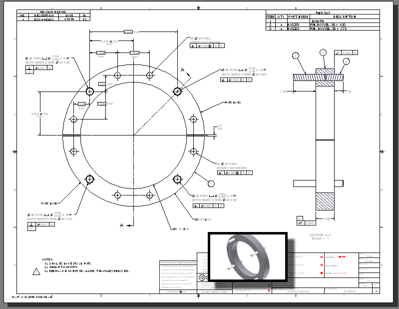 spacer, segmented. I updated the GD&T dimensioning for many of these drawings.