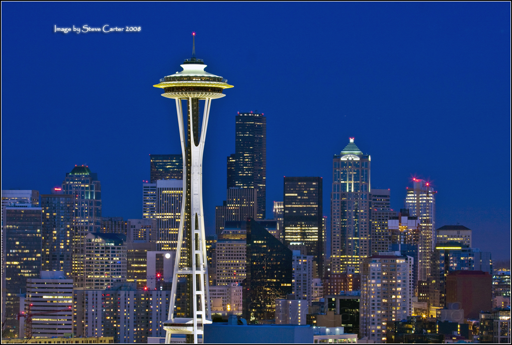 Space Needle and the Seattle Skyline at Dusk