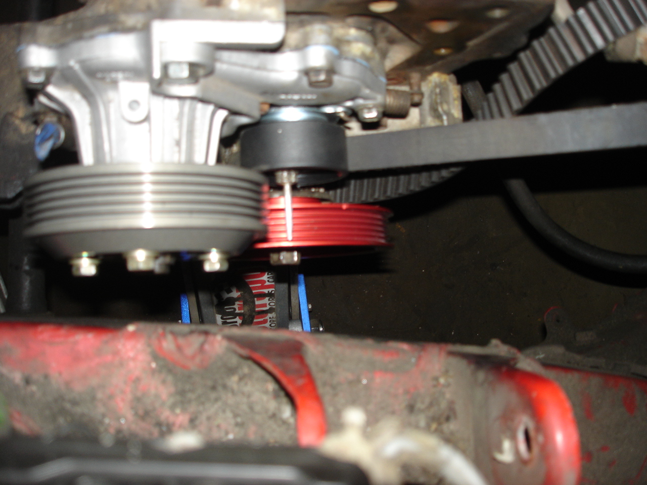 Bottom end pulleys and new water pump reassembled...