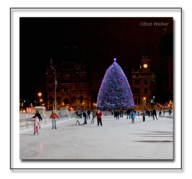 Skating In The Evening At Clinton Square Under A Christmas Trees New Lighting
