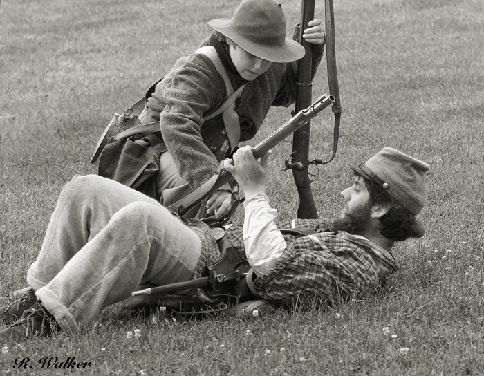 A Confederate Is Wounded And Helped By A Fellow Solder