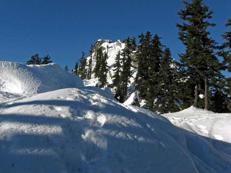 Snowshoe Tracks Near Ridgeline