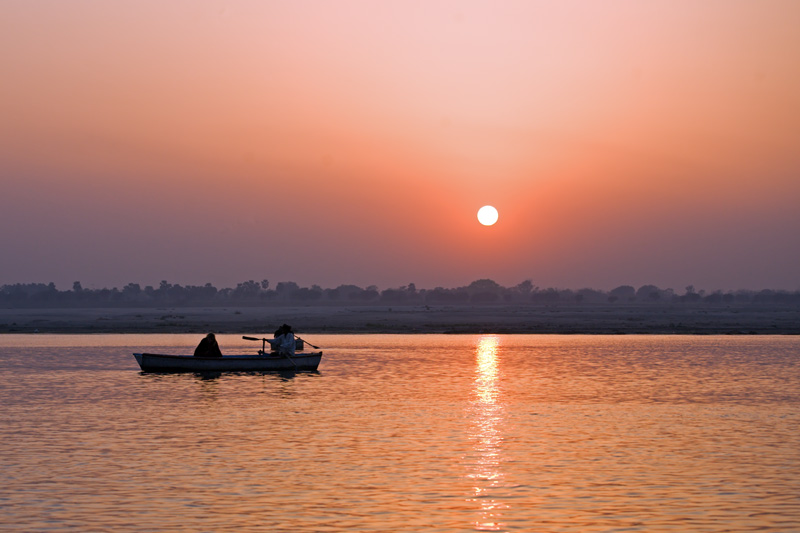 River Ganges: Sunrise with Boat