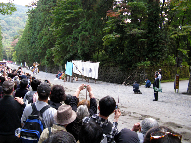 Archers are on horseback and must hit three targets.