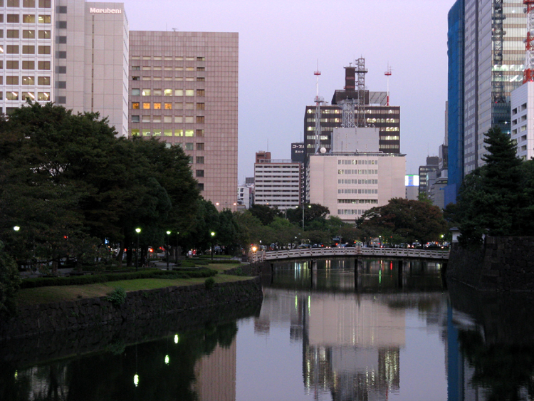 Evening walk. Moats surround the Imperial Palace.