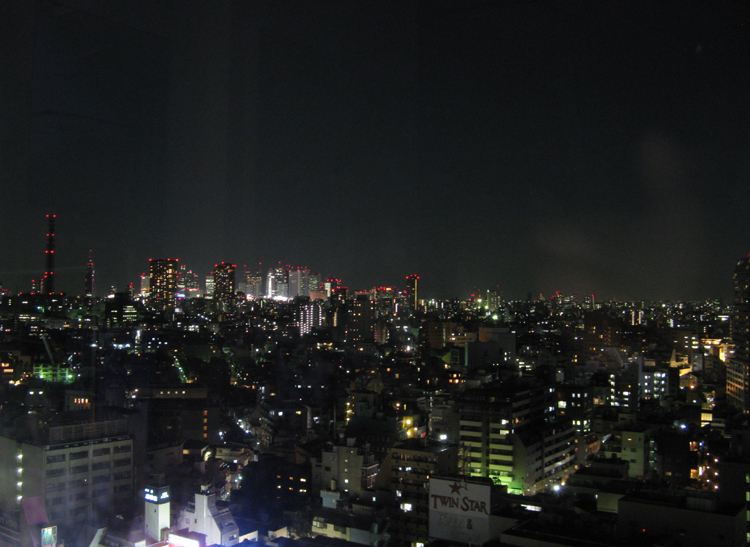 Tokyo from the 19th floor of our youth hostel.