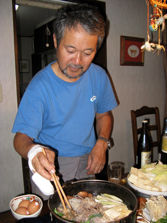 Then Shige makes us a sukiyaki dinner followed by more drinks.