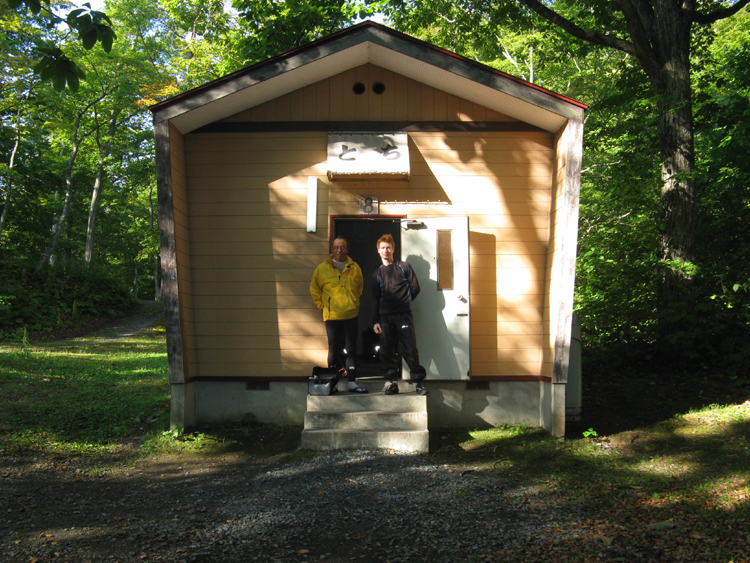 Our cabin on the lake. It even has a shower.