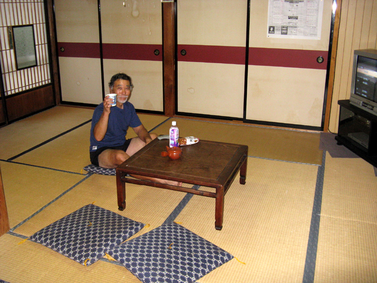 Geno relaxing with hot tea.
