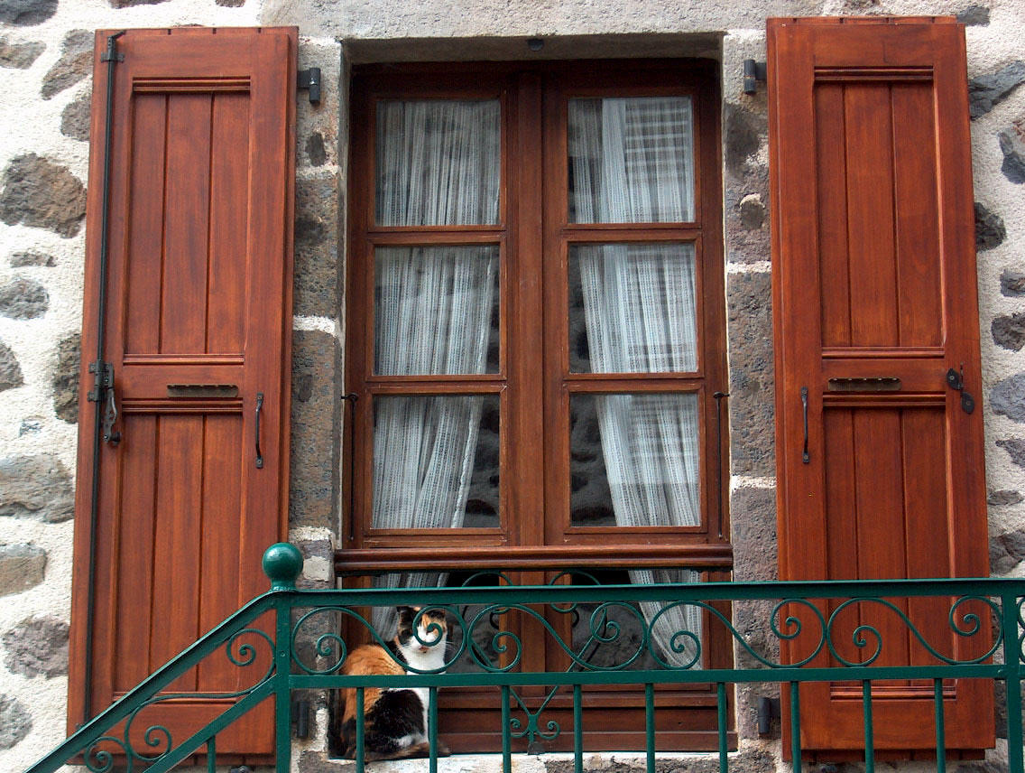 Calico Cat in Window, Polminhac 2005
