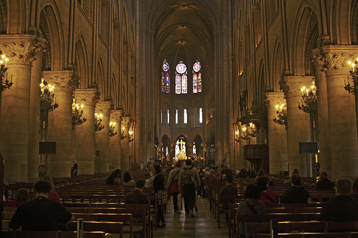 Notre Dame Paris - Begun 1160s - Nave Interior view